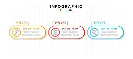 Vector Infographic design template modern timeline. 3 options or steps, Business project template for presentation and report