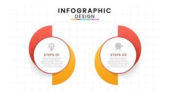 Vector Infographic design template modern timeline. 2 options or steps, Business project template for presentation and report.