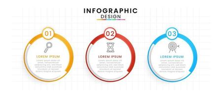 Vector Infographic design template modern timeline. 3 options or steps, Business project template for presentation and report