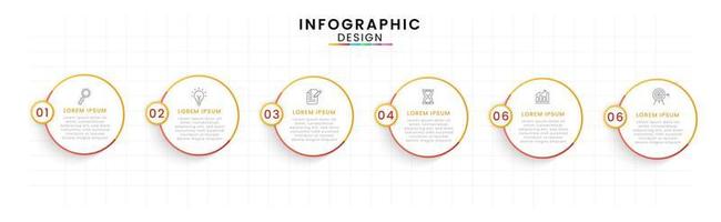 Infographic template for business. Timeline concept with 6 steps. vector