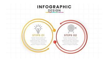 Vector Infographic design template modern timeline. 2 options or steps, Business project template for presentation and report.