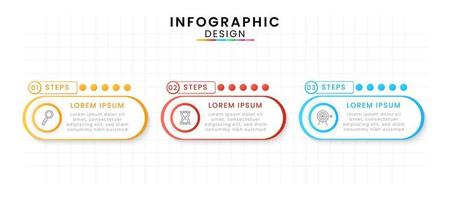 Vector Infographic design template modern timeline. 3 options or steps, Business project template for presentation and report.