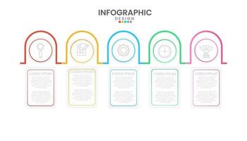 Infographic design template. Modern Timeline 5 step level, digital marketing data. Business workflows network project template for presentation and report. vector