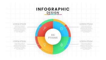 infografía modelo para negocio aislado en blanco antecedentes. cuatro circulo conectado concepto con 4 4 opciones, pasos, parte, vector presentación.