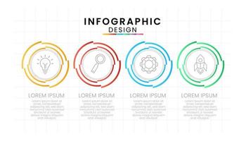 negocio datos proceso gráfico concepto. circulo infografía íconos diseñado para moderno antecedentes modelo con 4 4 opciones, pasos, partes vector