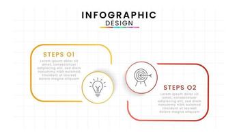 Vector Infographic design template modern timeline. 2 options or steps, Business project template for presentation and report