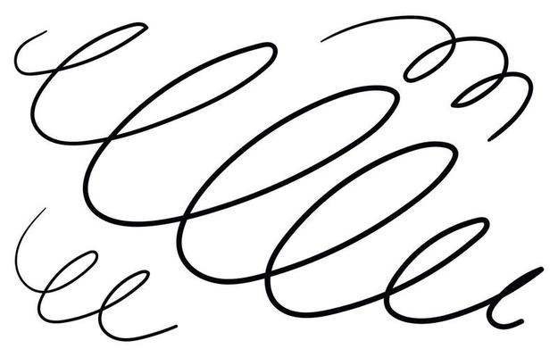 Doodle collection of hand drawn squiggle swirls. Line scrawl curly collection.Vector isolated illustration
