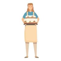 Cake cook woman icon cartoon vector. Family food vector