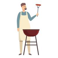 Bbq cooking icon cartoon vector. Family cook vector