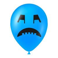 Halloween blue balloon illustration with scary and funny face vector