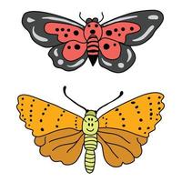 Sets of two beautiful butterfly and moth ,good for graphic design resources. vector