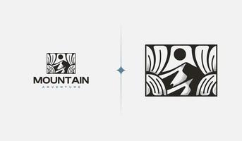 Mountain Hill Top Sun Rays monoline. Universal creative premium symbol. Vector sign icon logo template. Vector illustration