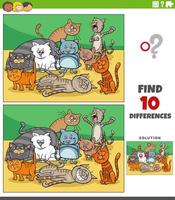 differences game with cartoon cats characters group vector