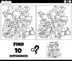 differences game with cartoon mice coloring page vector