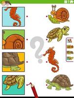 match cartoon animals and clippings educational game vector