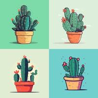 Cute cartoon cactus seamless pattern. Vector Illustration EPS10