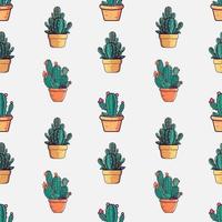 Cute cartoon cactus seamless pattern. Vector Illustration EPS10