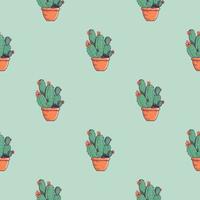 Cute cartoon cactus seamless pattern. Vector Illustration