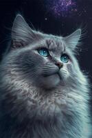 close up of a cat with blue eyes. . photo