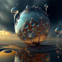 group of bubbles floating over a body of water. . photo