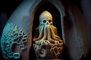 close up of a statue of an octopus. . photo