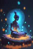 digital painting of a person sitting in a meditation position. . photo