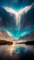 large cloud formation over a body of water. . photo