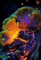 close up of a sea anemone on a rock. . photo