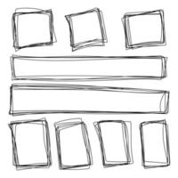 Set of hand drawn sketched square frames isolated vector