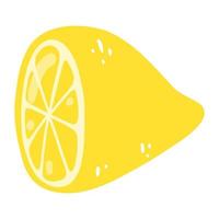 Hand drawn half a lemon. Vector illustration of cut tasty citrus, healthy food, summer fresh fruit