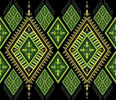 Colorful ethnic folk geometric seamless pattern in green and yellow in vector illustration design for fabric, mat, carpet, scarf, wrapping paper, tile and more