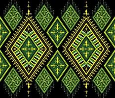 Colorful ethnic folk geometric seamless pattern in green and yellow in vector illustration design for fabric, mat, carpet, scarf, wrapping paper, tile and more