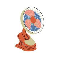 Floor fan. Air cooling device isolated on white background. Fan, household appliance with rotating blades for air conditioning. Vector illustration