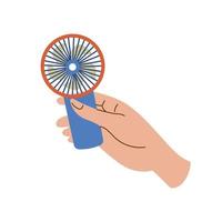 Hand fan vector illustration isolated on white background. Fan in hand, side view