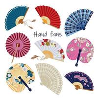 Open hand fan on a white background. Traditional decoration and accessory. Vector flat illustration.