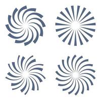 Set of blue twisted line motion swirl pattern circle. Vector illustration.