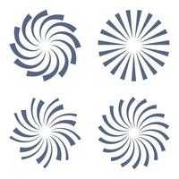 Set of blue twisted line motion swirl pattern circle. Vector illustration.