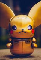 cerca arriba de un juguete de un Pikachu robot. generativo ai. foto