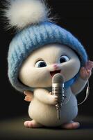 cartoon mouse singing into a microphone. . photo