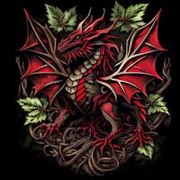 close up of a dragon on a black background. . photo