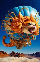 cat that is flying in the sky. . photo