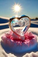 crystal ball sitting on top of a sandy beach. . photo