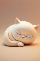 white cat laying down with its eyes closed. . photo