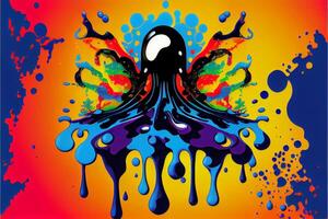 painting of an octopus on a colorful background. . photo