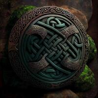 stone with a celtic design on it. . photo