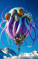 balloon shaped like an octopus floating in the air. . photo