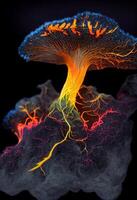 close up of a mushroom on a rock. . photo