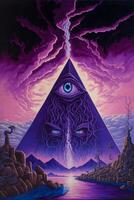 painting of a pyramid with an all seeing eye. . photo