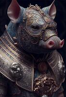 close up of a statue of a pig. . photo