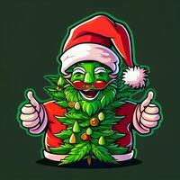 cartoon character wearing a santa hat and holding a christmas tree. . photo